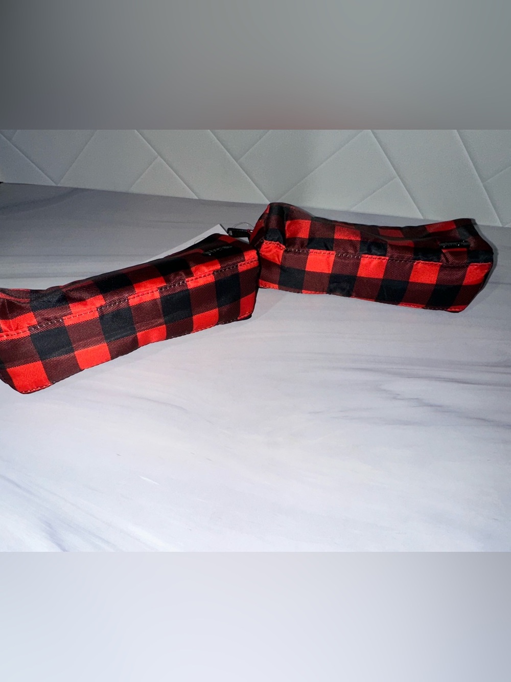 Lug Jib (Set of 2) Zip Pouch Buffalo Check Red - NEW - Picture 3 of 6